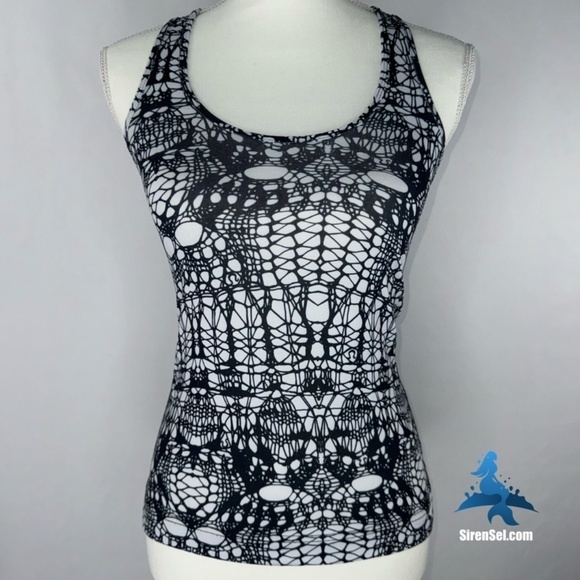 lululemon athletica Tops - 1057 lululemon Cool Racerback - Size 2 - White Black Glacier Lace